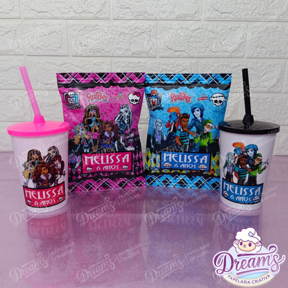 Kit com 12 Batatas Ruffles e 12 Copos de 480 ml – Monster High - #5