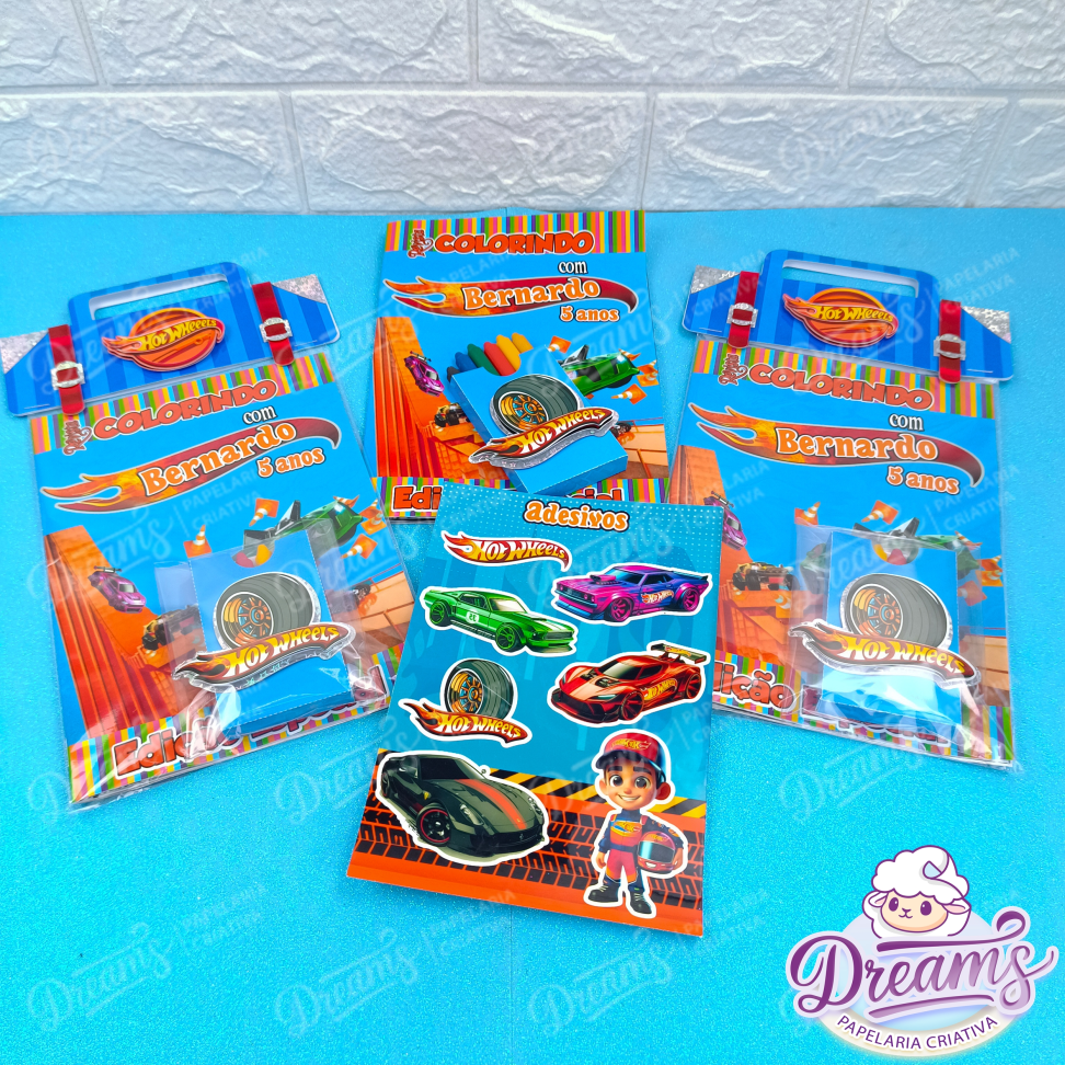 Kit com 20 Revistas de Colorir, Giz de Cera e Adesivos de Luxo – Hot Wheels - #6