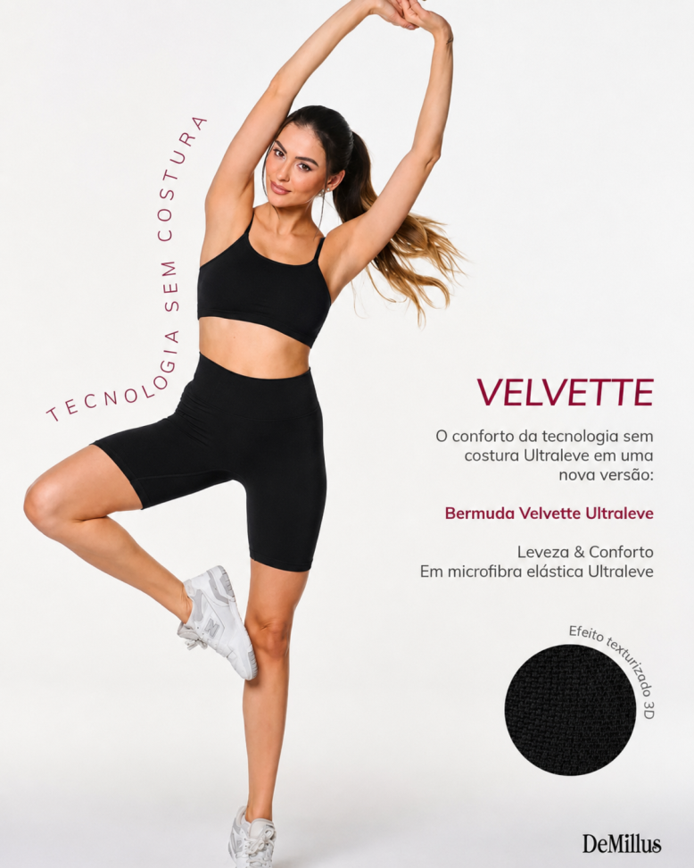 Bermuda Velvette Ultraleve Cor Preto  Tam B ( veste G e GG) - Demillus