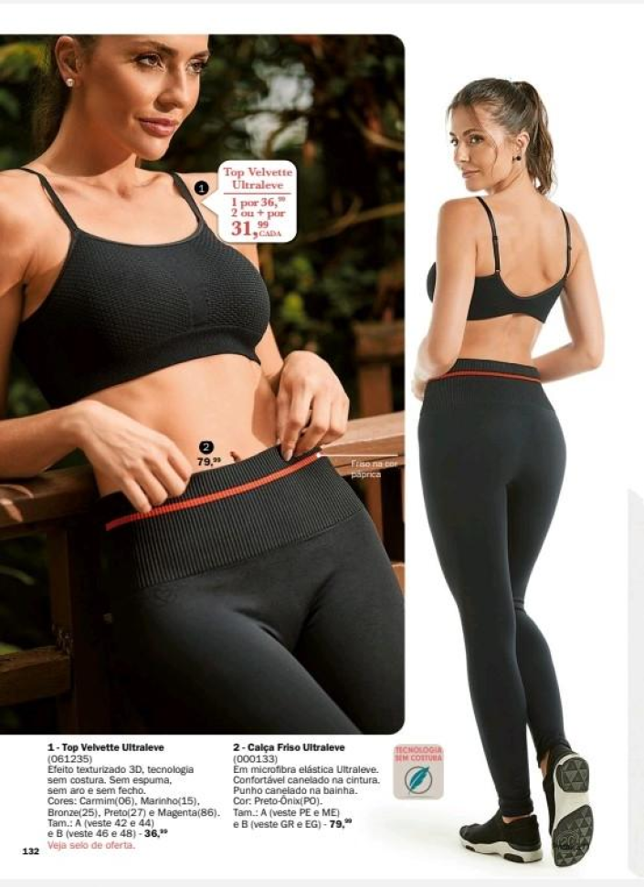 Calça Legging Friso Tam A Preta (veste P/ M)