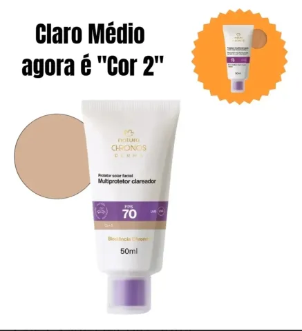 Multiprotetor Clareador Fps 70 Chronos cor 2 claro médio 50ml