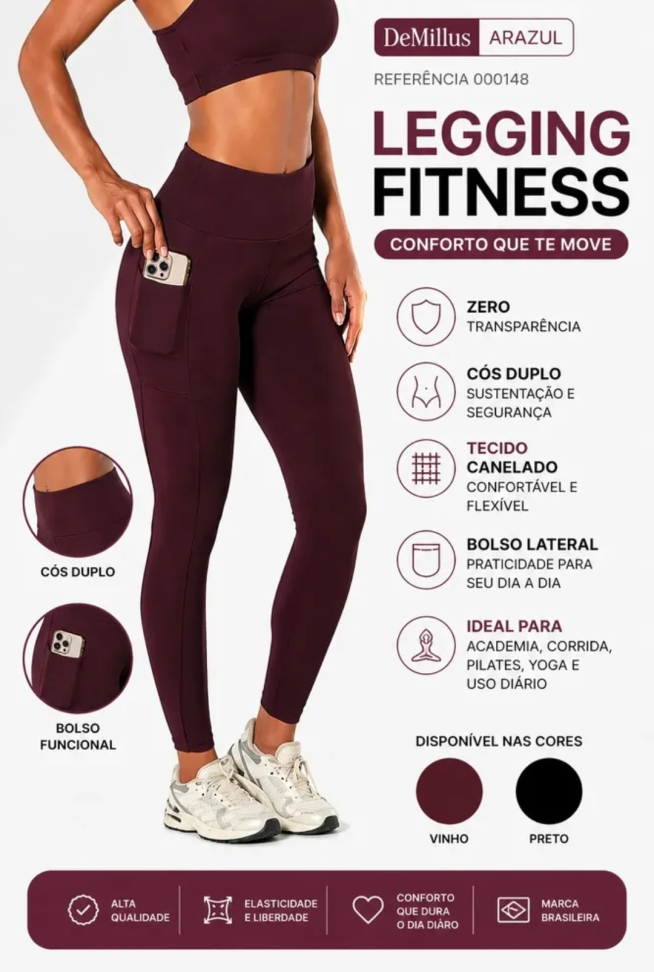 Legging Arazul Cor Vinho Tam Gr - #3