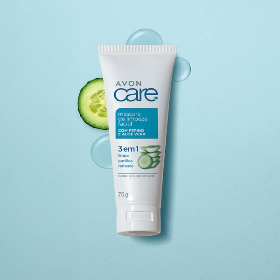 Care Máscara Facial Pepino e Aloe Vera 3 em 1 Limpa,Purifica e Refresca