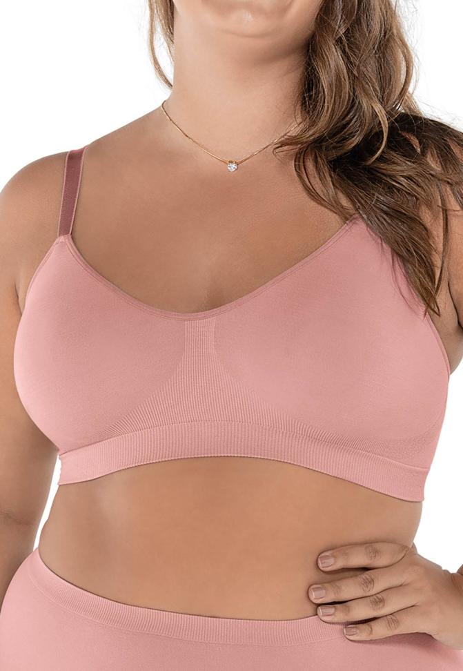 Sutiã Conforto ultraleve Rosa Blush Plus - veste 48 ao 52