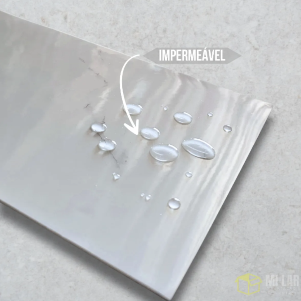 Placas Adesivas Mármore Parede 3d Kit 10 Porcelanato Lavável Cor Branco Marca EX Decor - #1