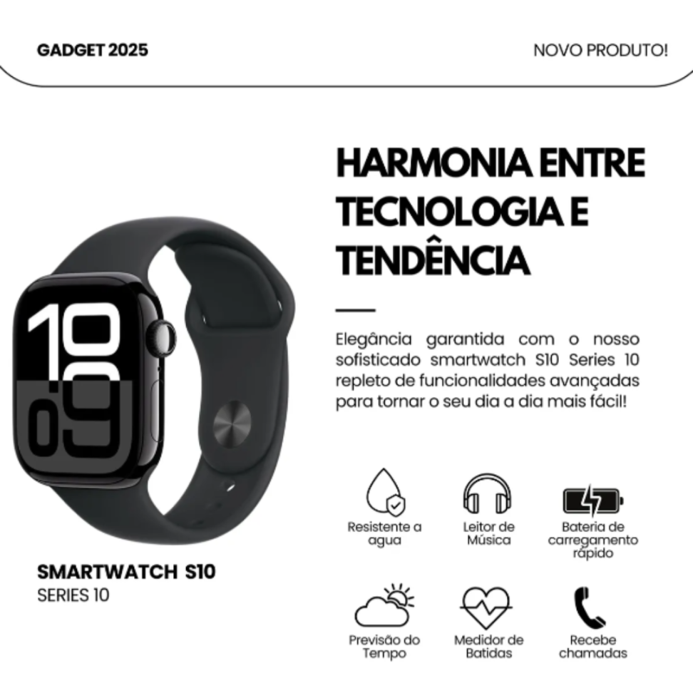 Relógio Smartwatch S10 Serie 10 Chatgpt + Brindes Lanç 2026 - #4