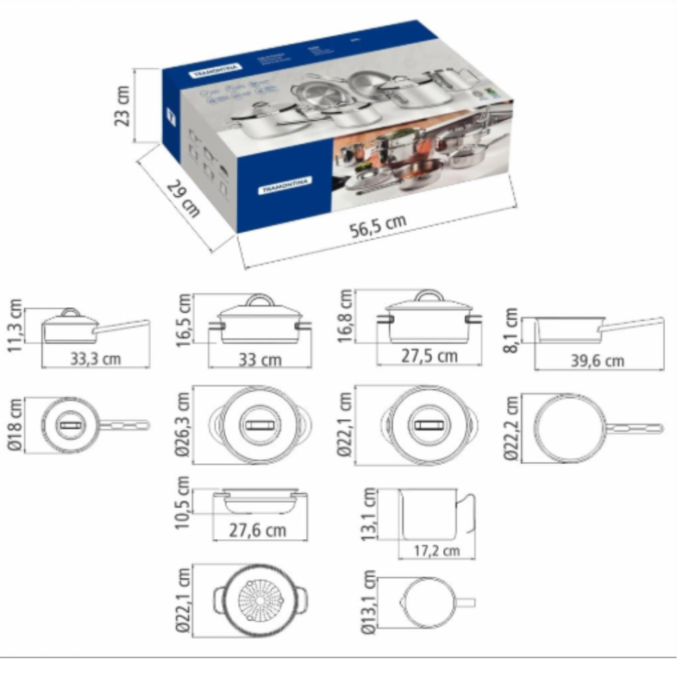 Jogo de Panelas Tramontina Solar em Aço Inox com Fundo Triplo e Tampas de Inox 6 Peças - #4