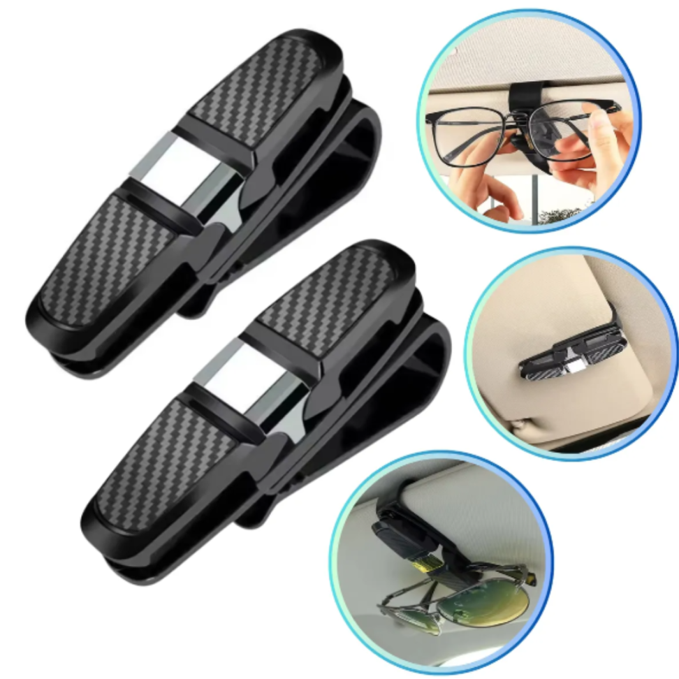 Kit 2 Porta Óculos Carro Suporte Quebra Sol Veicular Clips - #2