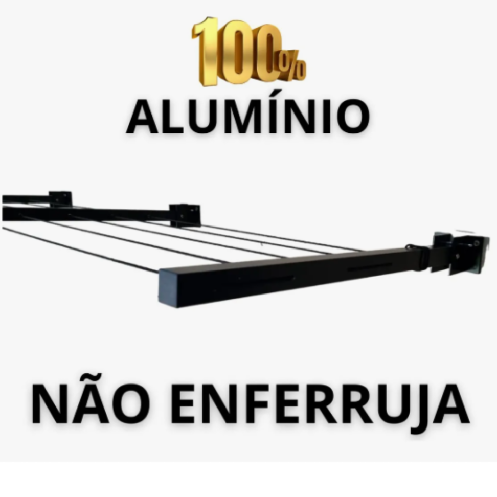 Varal Parede Retrátil Reforçado 3 Hastes Alumínio 8m - 60kg - #1