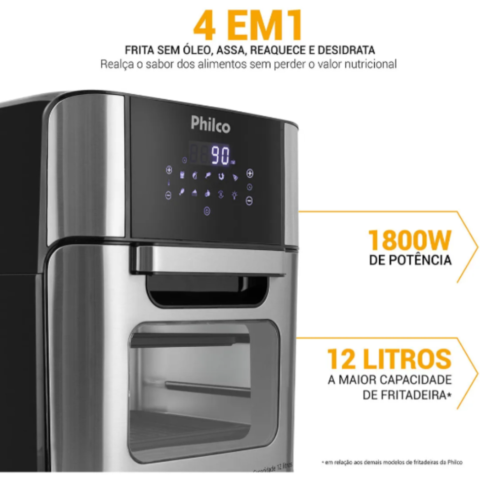 Fritadeira Elérica Air Fryer Oven Philco Pfr2200 12 litros 4 Em 1 1800w Cor Preta - #2