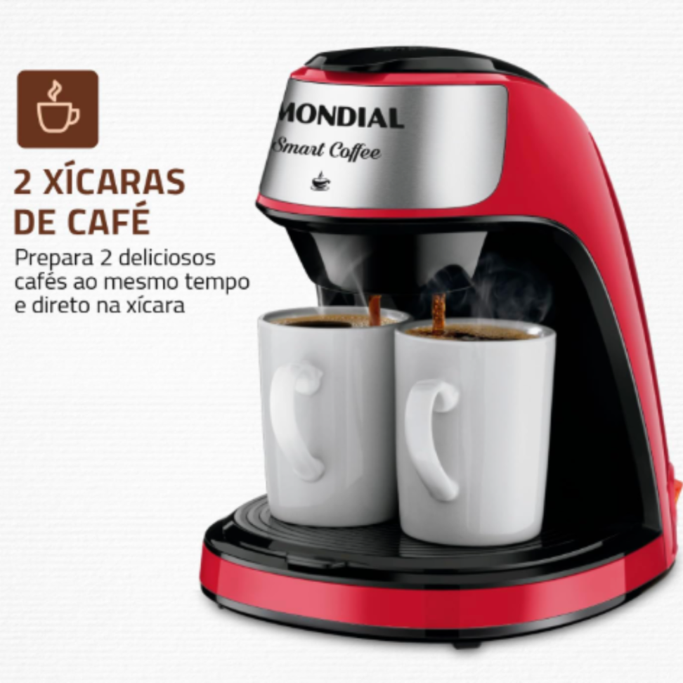 MONDIAL Cafeteira Elétrica Smart Coffe, Vermelho/Inox, 500W, 110V - C-42-2X-RI - #1