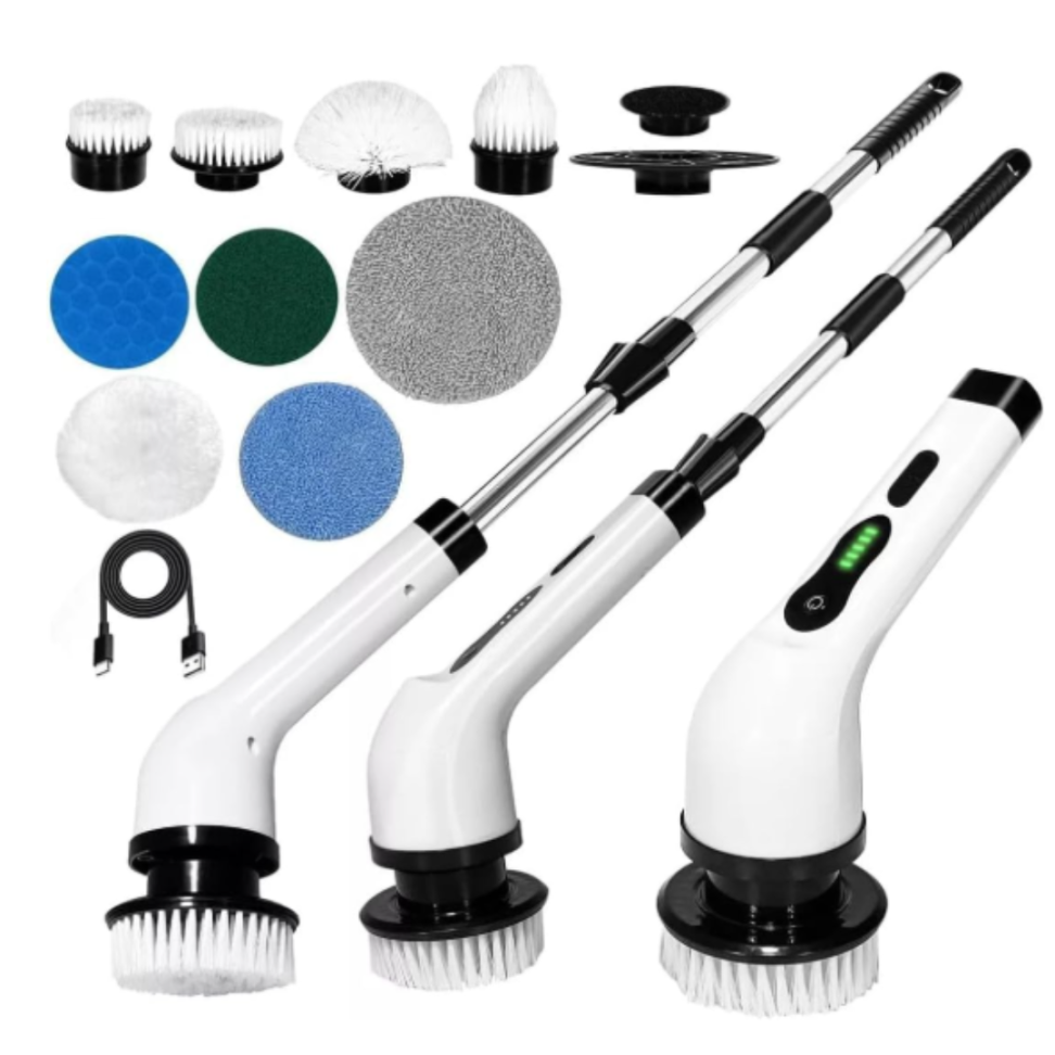 Esfregão De Limpeza Giratório Elétrico 9 em 1, Cabo Ajustável, Escova Eletrica, Escova Multiuso para Limpeza de Banheiros, Piso, Azulezos, Premium - #2