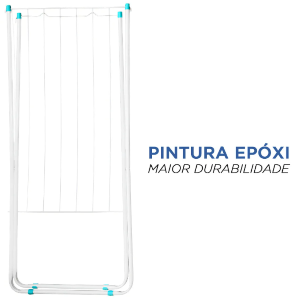 Varal Chão Reforçado Compacto Retrátil Dobrável Slim Mor Cor Branco - #2