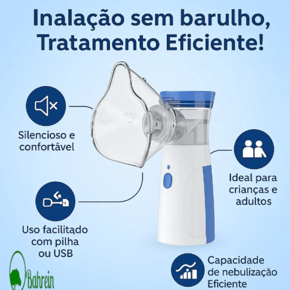 Inalador Nebulizador Portátil Usb bahrein Pilha Cor Azul Silencioso Aparelho Inalação Compacto Mesh Bivolt Nebulizador Com Rede Vibratoria Aparelho Para Inalacao Inalador Silencioso Aparelho Inalador - #1