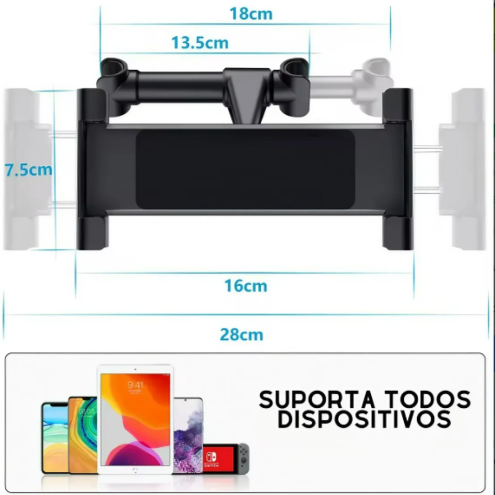 Suporte Celular Tablet Encosto Banco Trazeiro Criança Viagem Preto - #1