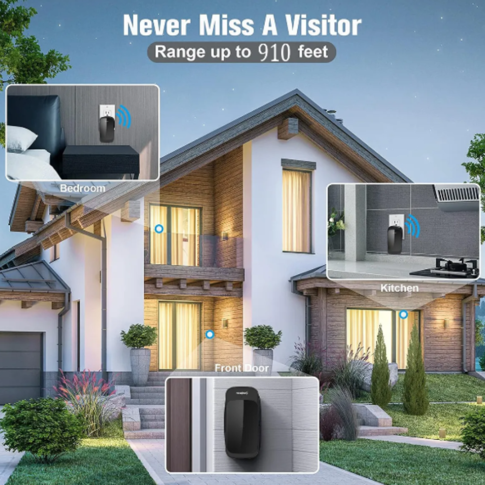 Campainha Sem Fio Inteligente E Remota 1 Botão 2 Receptores - #3