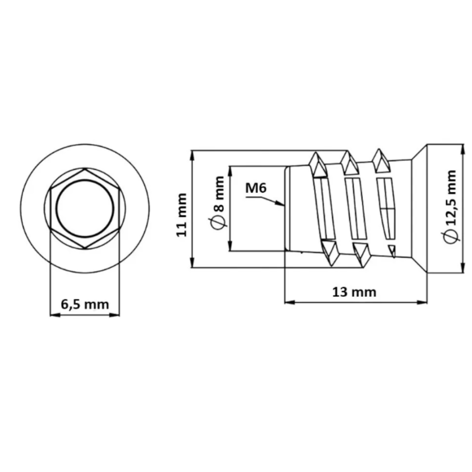 Bucha Americana 100 Peças - M6 X13mm Melhor Preço! - #2