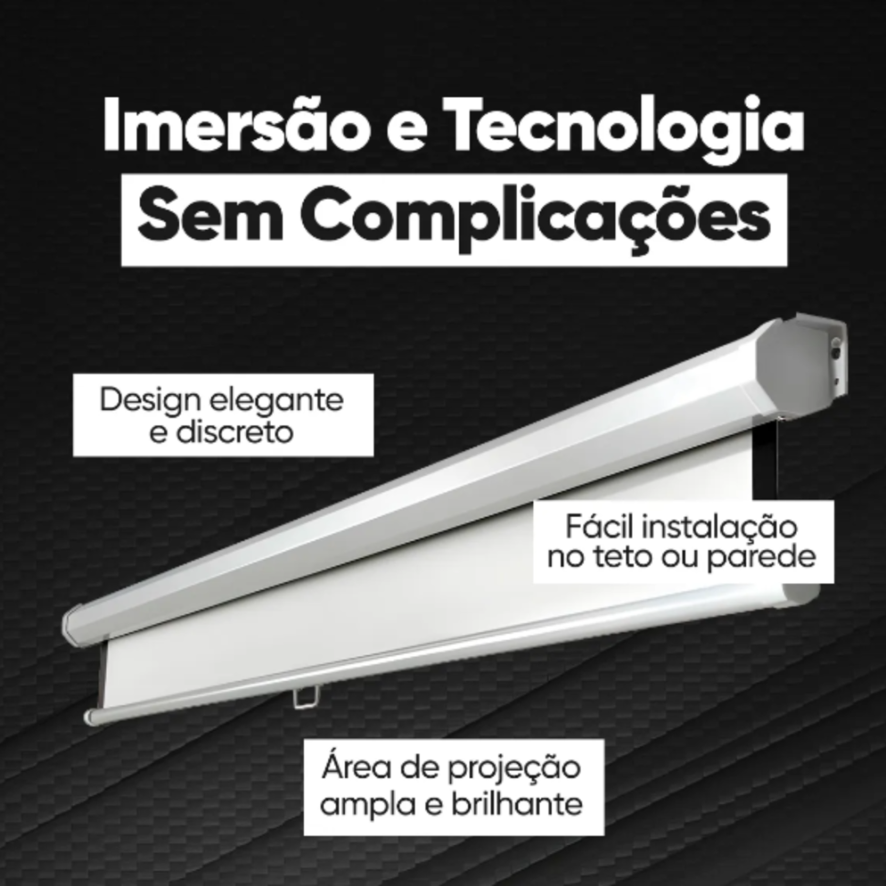 Tela De Projeção Elétrica - Ponto Br Shop - 100 Polegadas Retratil C/ Controle Remoto Automação Alexa Profissional 110v - #1