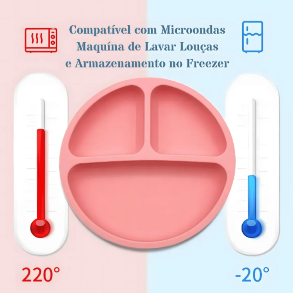 Kit Refeição Bebê Prato Babador Copo Talher Silicone Ventosa - #5