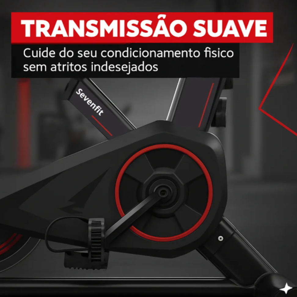 Bicicleta Ergométrica Fitness para Cardio e Musculação 6kg Inercia com base Cor Preto e Vermelho Marca Sevenfit - #1