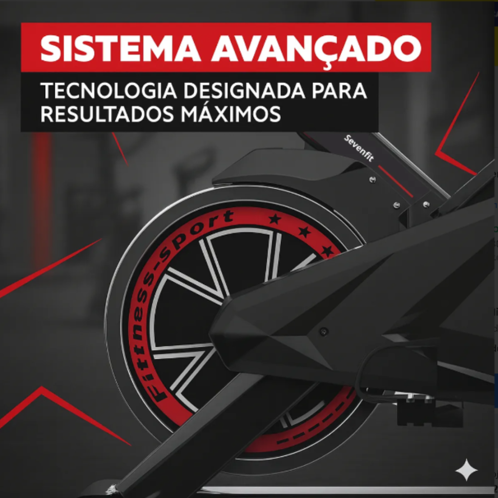 Bicicleta Ergométrica Fitness para Cardio e Musculação 6kg Inercia com base Cor Preto e Vermelho Marca Sevenfit - #1