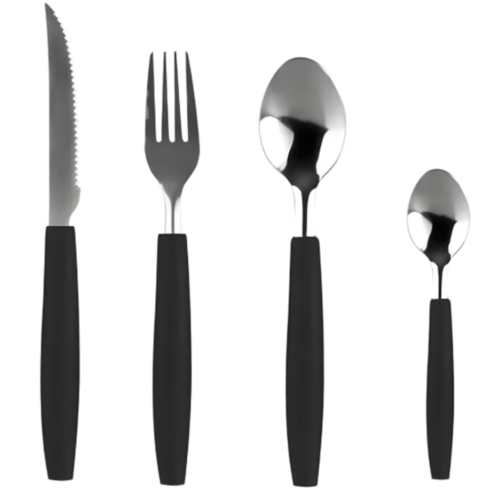 Conjunto de Talheres em Aço Inox com Cabo Color, 25 Peças, Inclui Porta-Talher (Preto) - #3