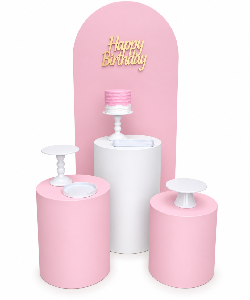 Kit Painel Romano Rosa e Branco