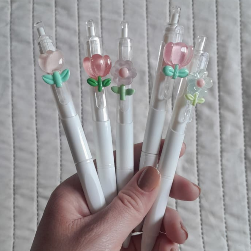 Caneta Branca Florzinha - 5 peças - #2