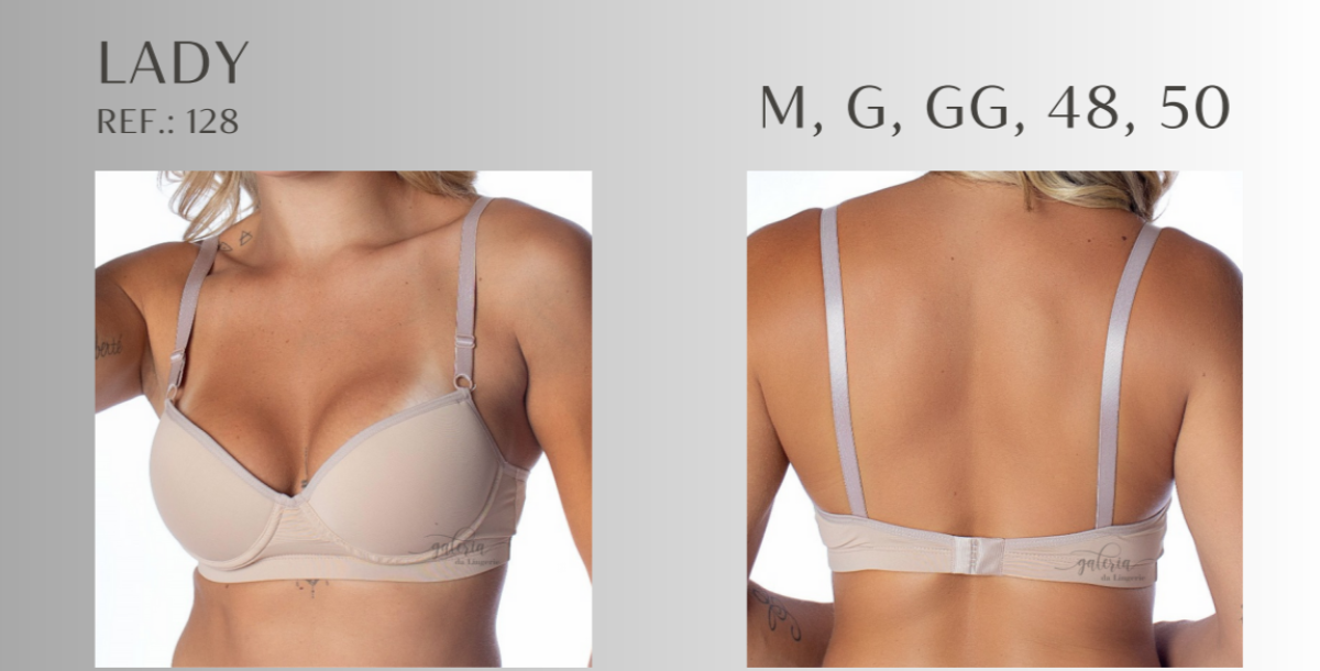 Sutiã Lady em microfibra com bojo estruturado tamanhos M, G, GG, 48, 50 Atacado lingerie de 100 unidades ref 128