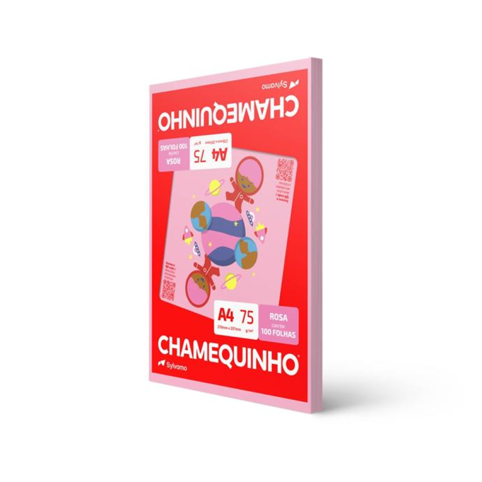 Papel Sulfite  Rosa A4 Chamequinho 75 g com 100 fls.- Chamex