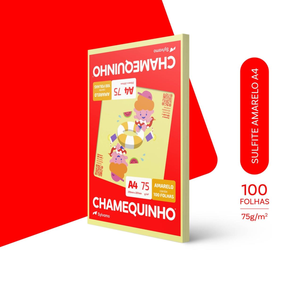 Papel Sulfite Amarelo A4 Chamequinho 75 g com 100 fls - Chamex