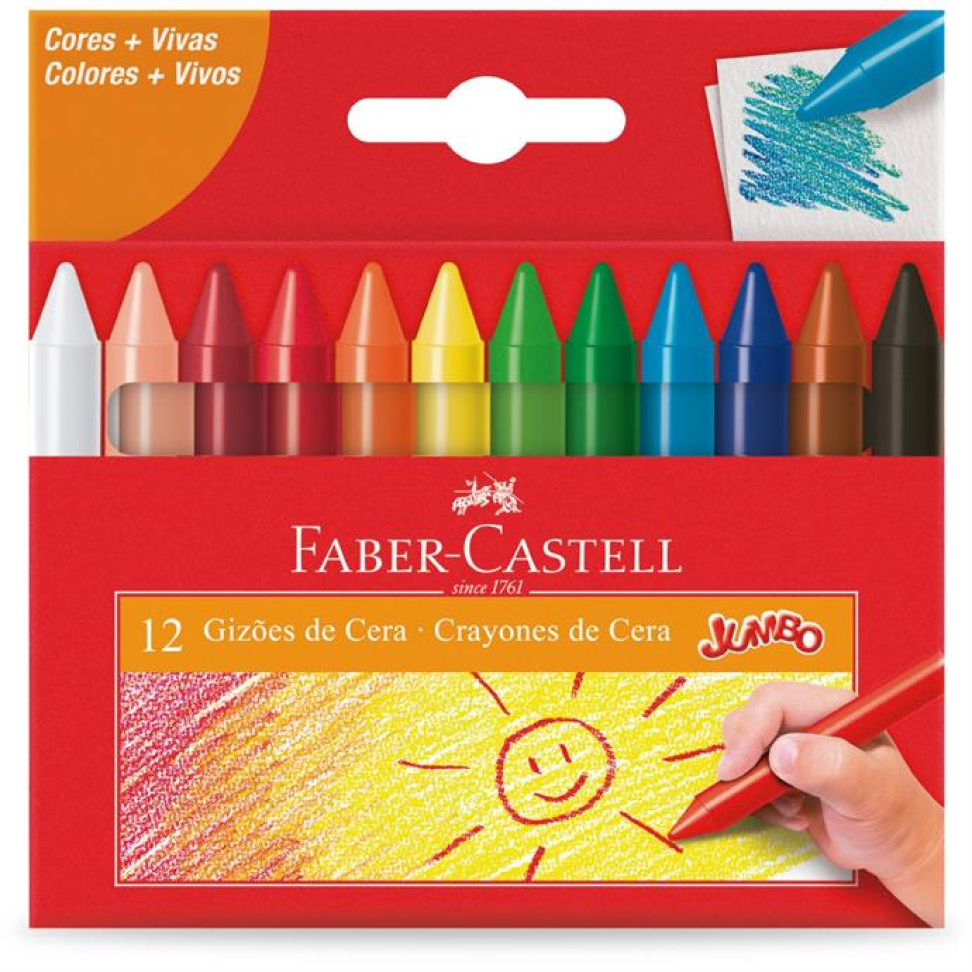 Giz de Cera Jumbo Gizão 12 Cores - Faber-Castell