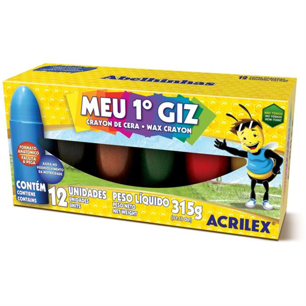 Giz de Cera Jumbo 06 Cores Meu 1 Giz de Cera - Acrilex