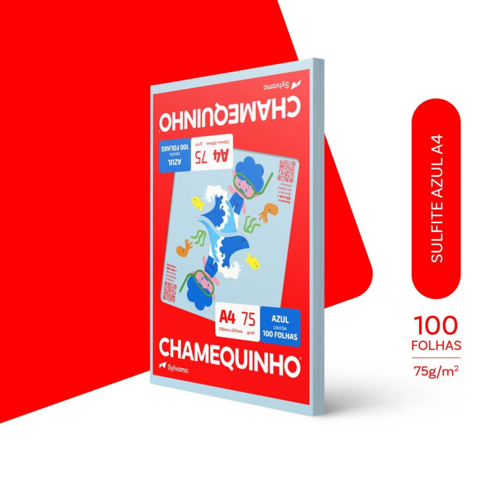 Papel Sulfite Azul A4 Chamequinho 75 g com 100 fls- Chamex