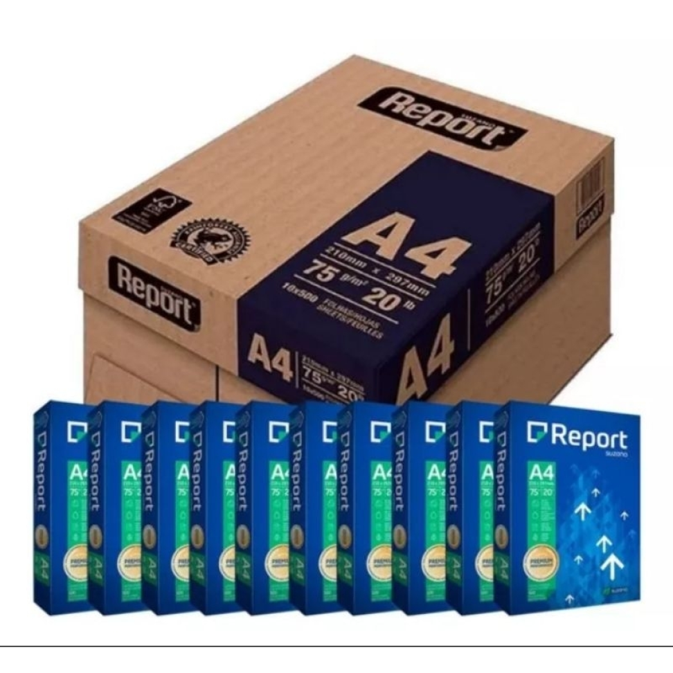 Papel Sulfite Report Premium A4 75g 500 folhas - Caixa com 10 pacotes