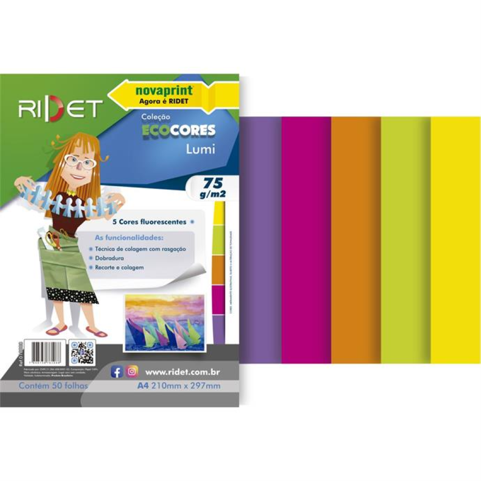 Bloco para Educação Artística Lumi A4 5 Cores 75 g 50 fls. - Ridet