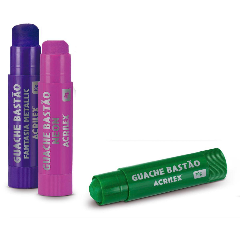 Tinta Guache Bastão Neon com 06 Cores - Acrilex