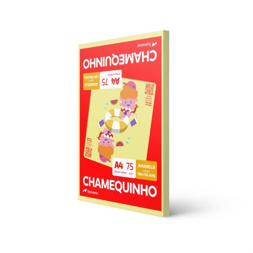 Papel Sulfite Amarelo A4 Chamequinho 75 g com 100 fls - Chamex