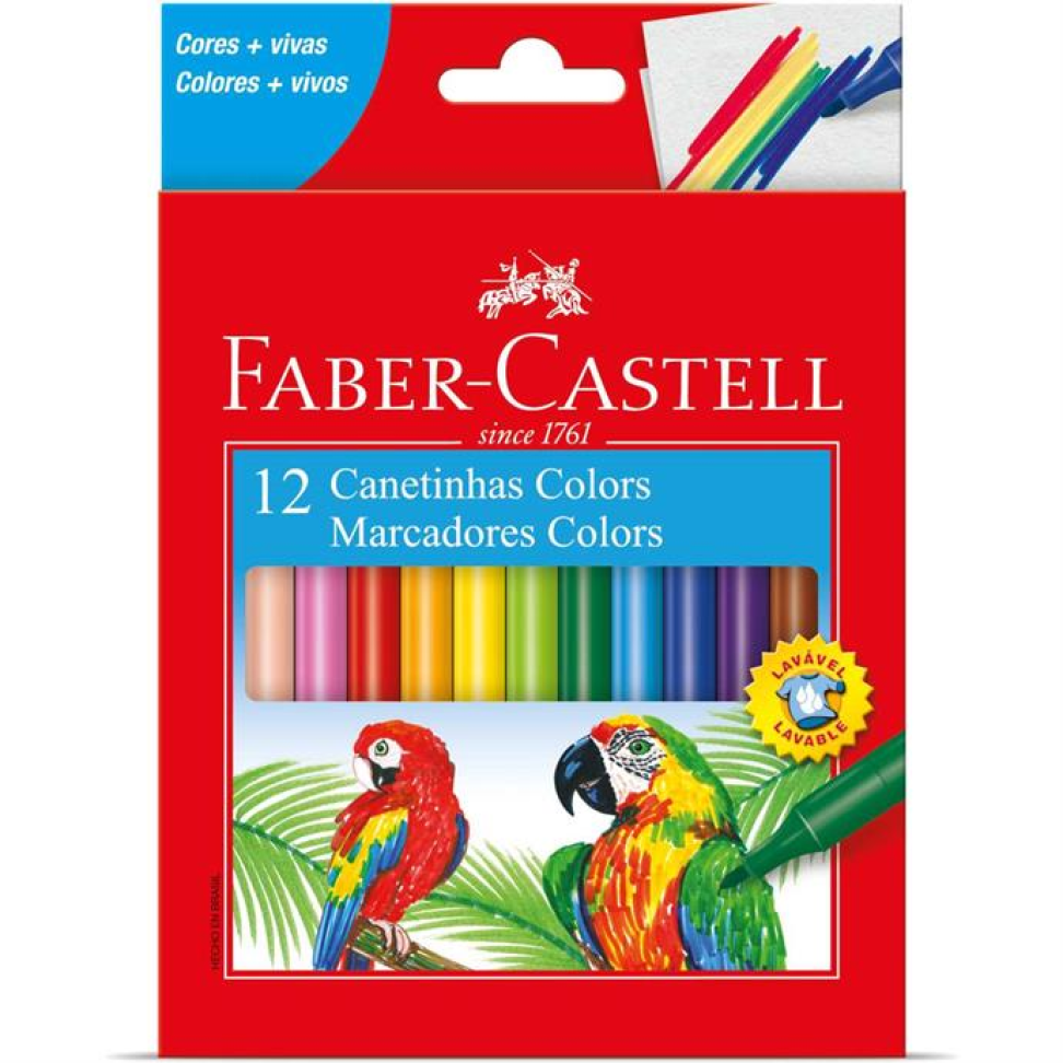 Caneta hidrografica  Regular 12 Cores - Faber-Castell