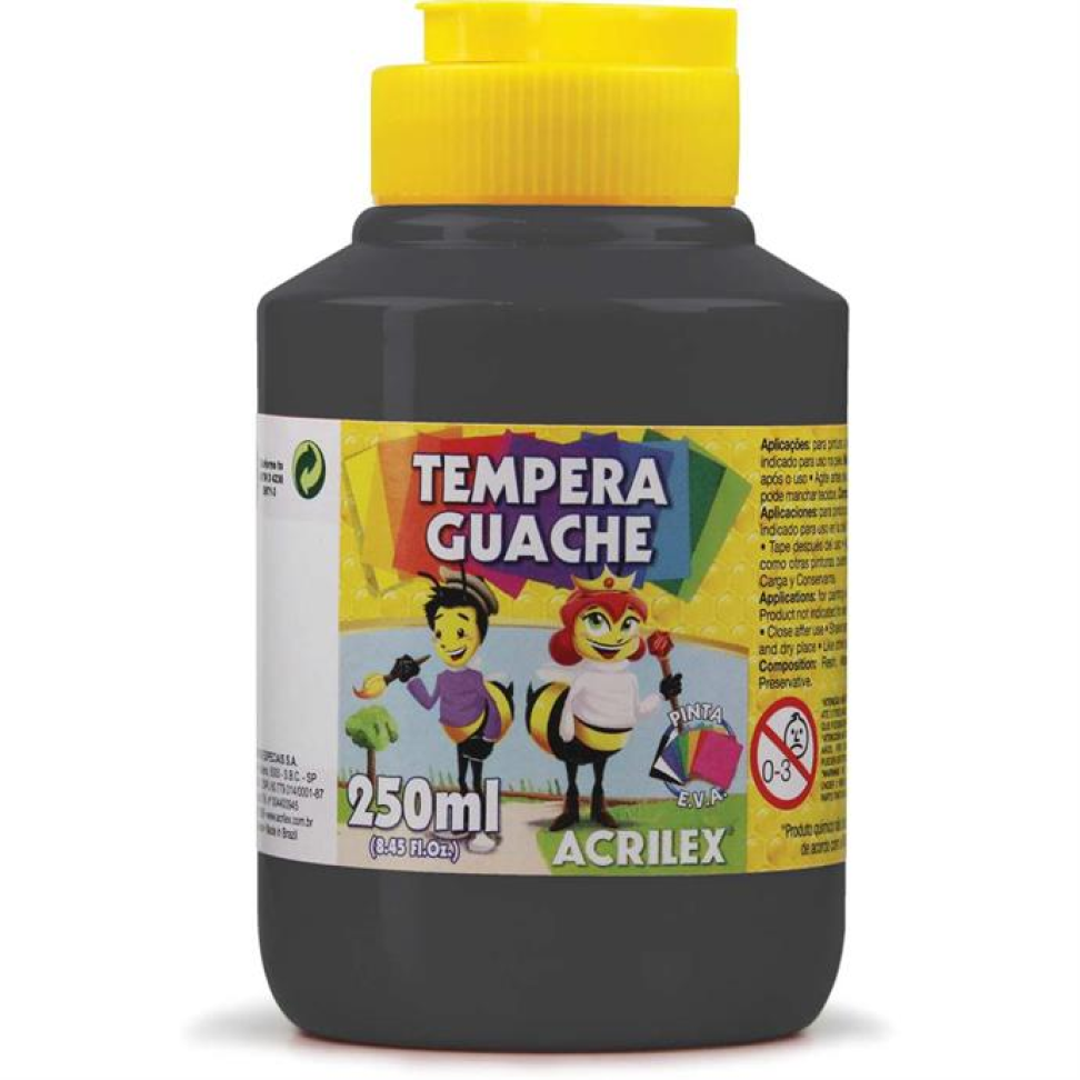 Tinta Guache Preto 250 ml - Acrilex