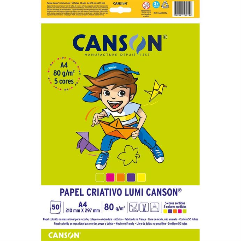 Bloco para Educação Artística Lumi A4 80 g 50 fls. 5 Cores - Canson