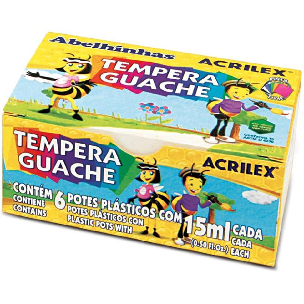 Tinta Guache 15 ml (6 Cores) - Acrilex