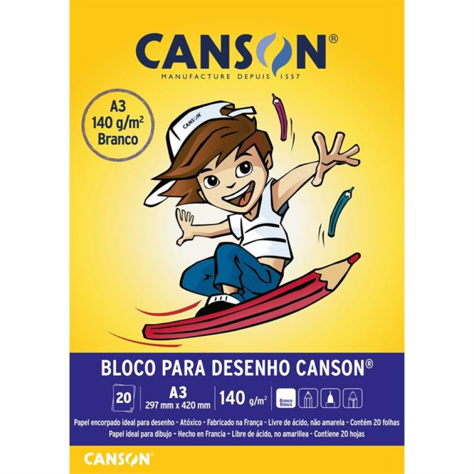 Bloco Técnico sem Margem Desenho A3 140 g 20 fls. Branco - Canson