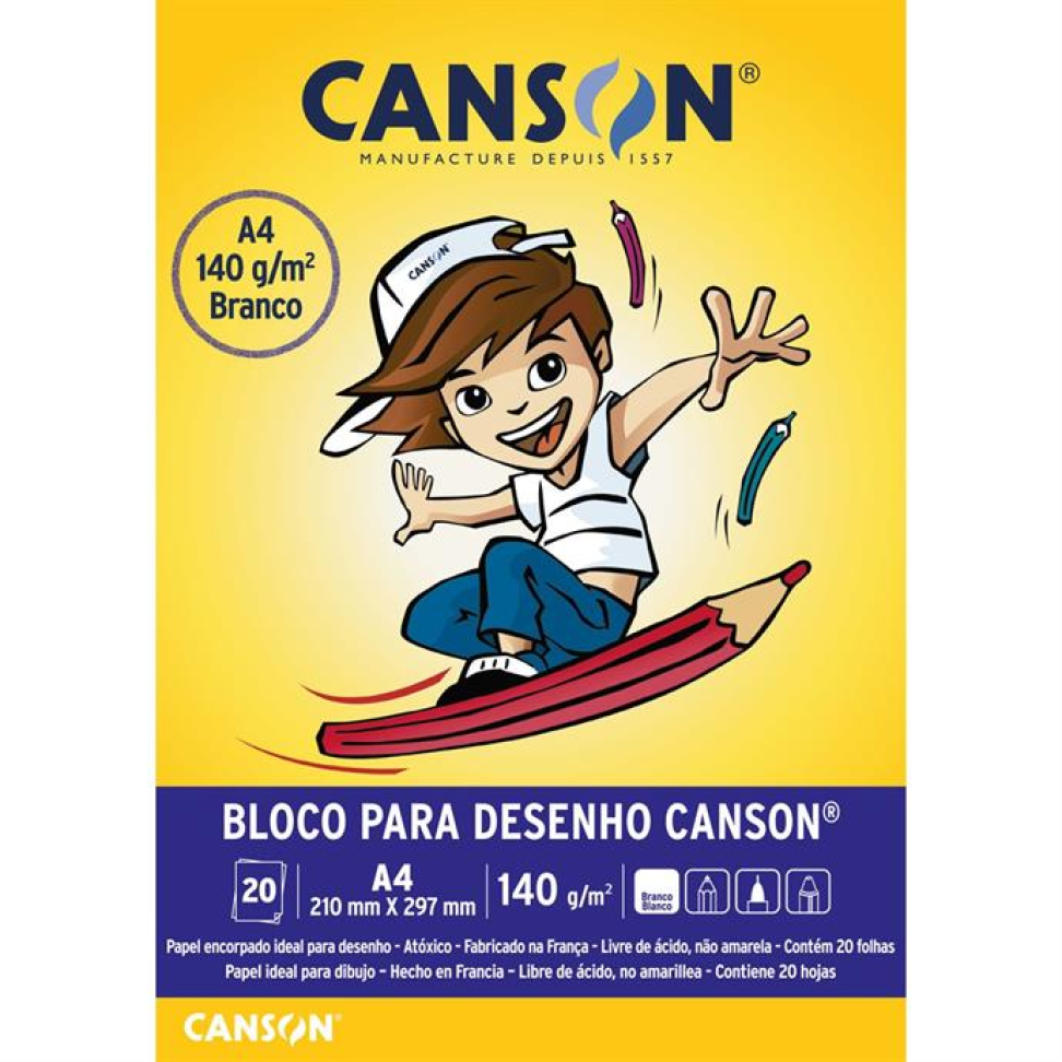 Bloco Técnico sem Margem Desenho A4 140 g 20 fls. Branco - Canson