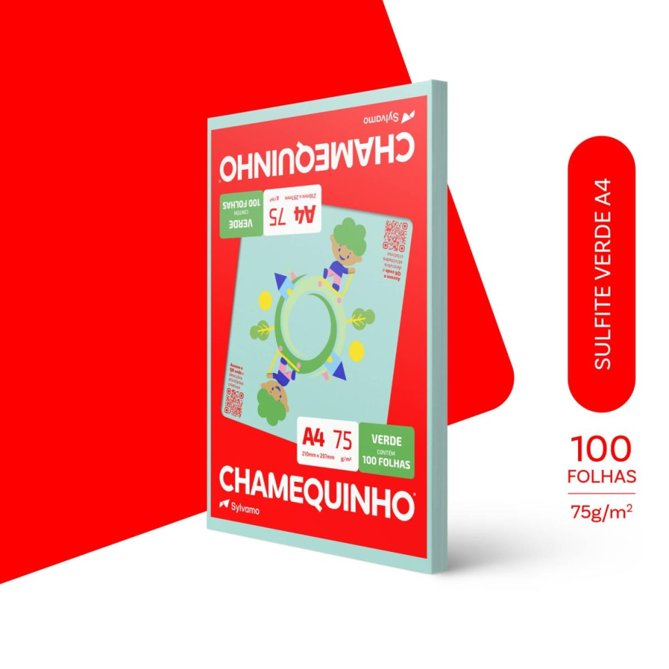 Papel Sulfite A4 Verde Chamequinho 75 g com 100 fls.- Chamex