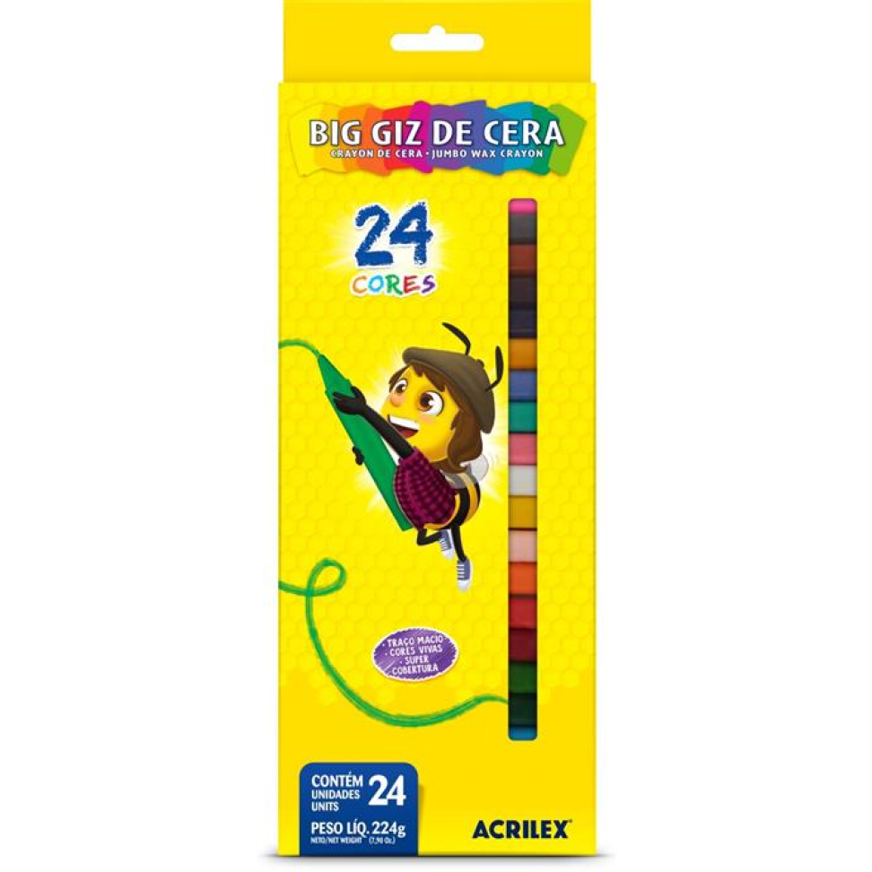 Giz de Cera Jumbo 24 Cores Big Giz 224 g - Acrilex