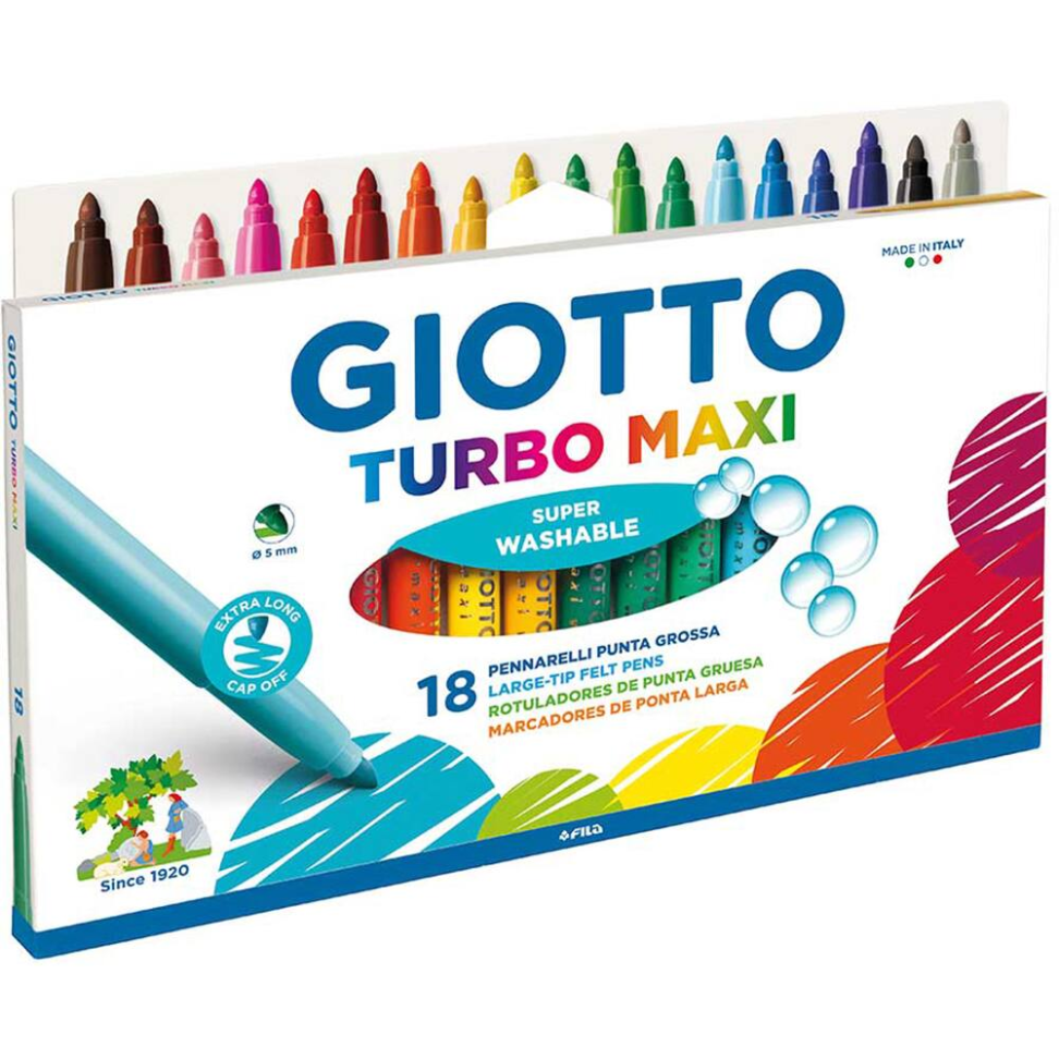 Caneta Hidrocor Turbo Maxi Estojo 18 Cores Giotto