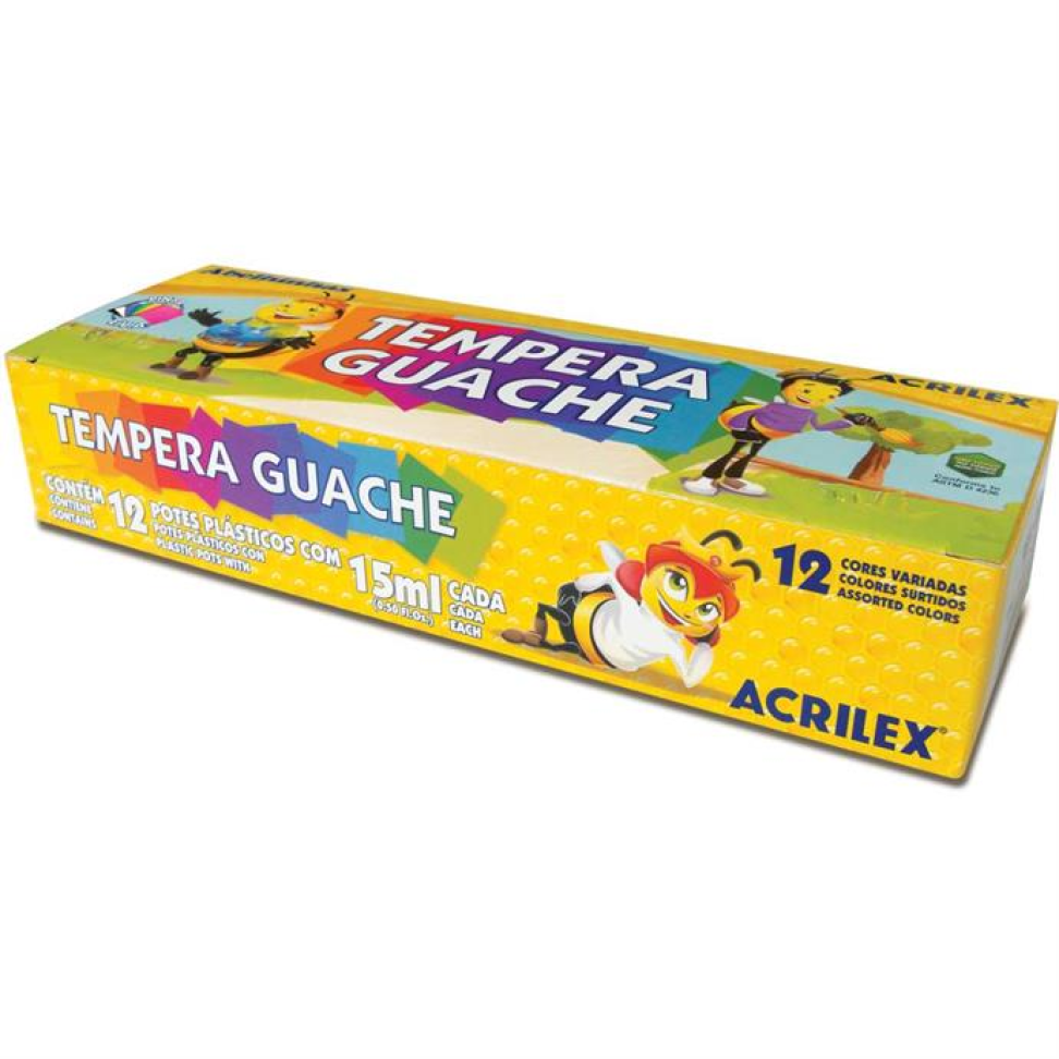 Tinta Guache 15 ml (12 Cores) - Acrilex
