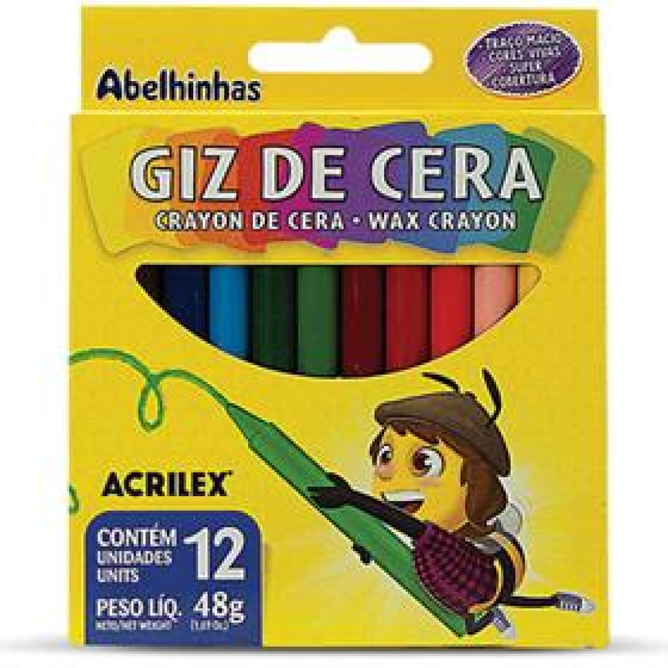 Giz de Cera Fino 12 Cores 48 g - Acrilex