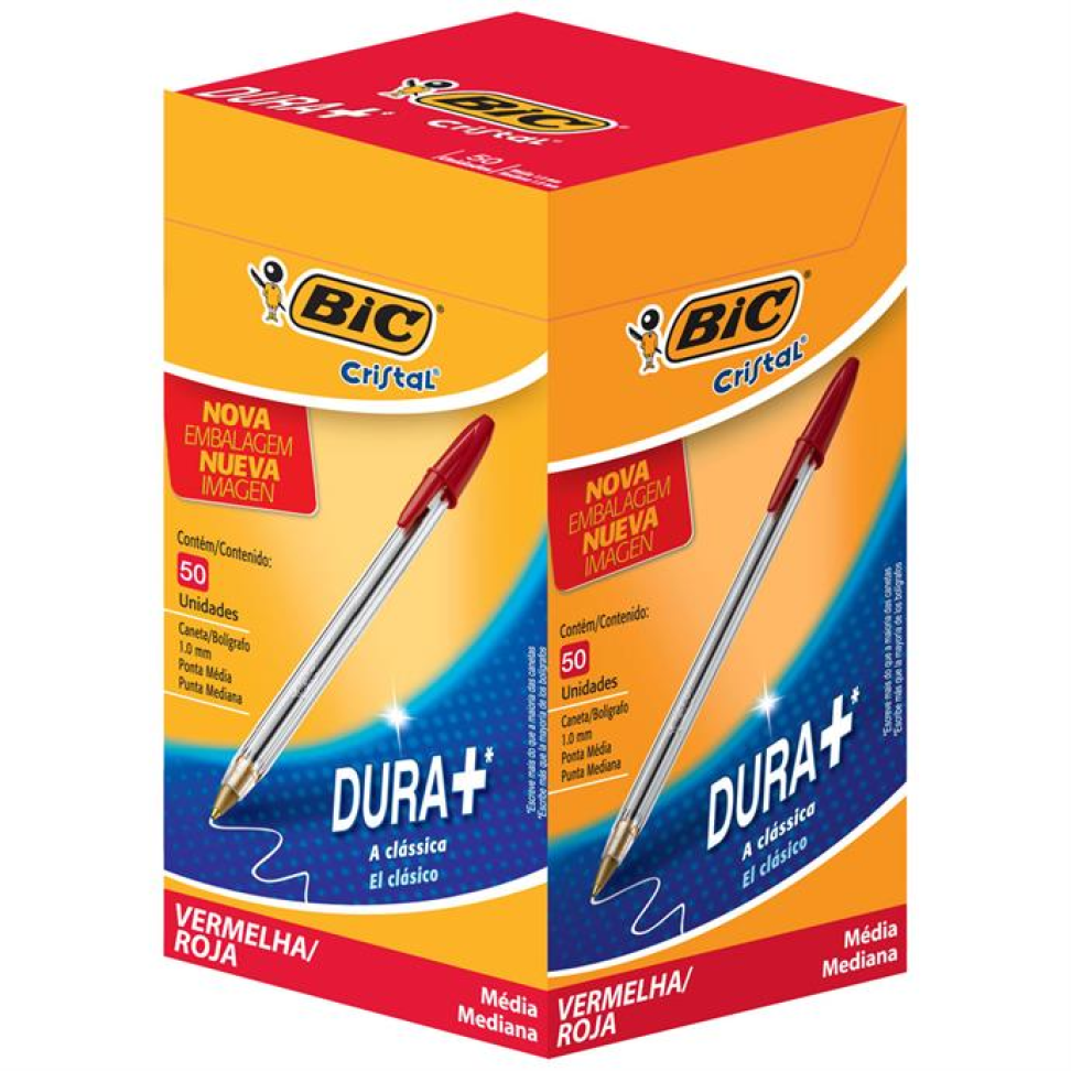 Caneta esferografica Cristal Vermelha - Bic - Cx c/ 50 unid